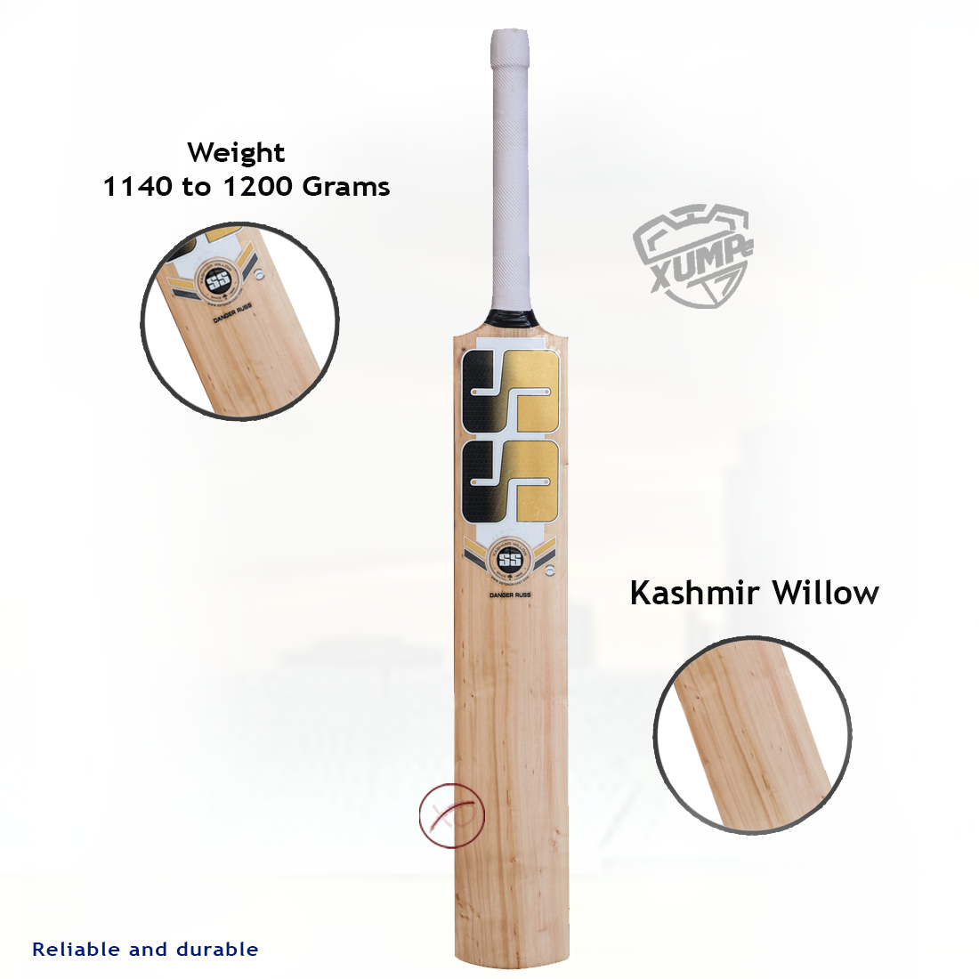 SS DRE RUSS jumbo Kashmir Willow Cricket Scoop Bat -SH 